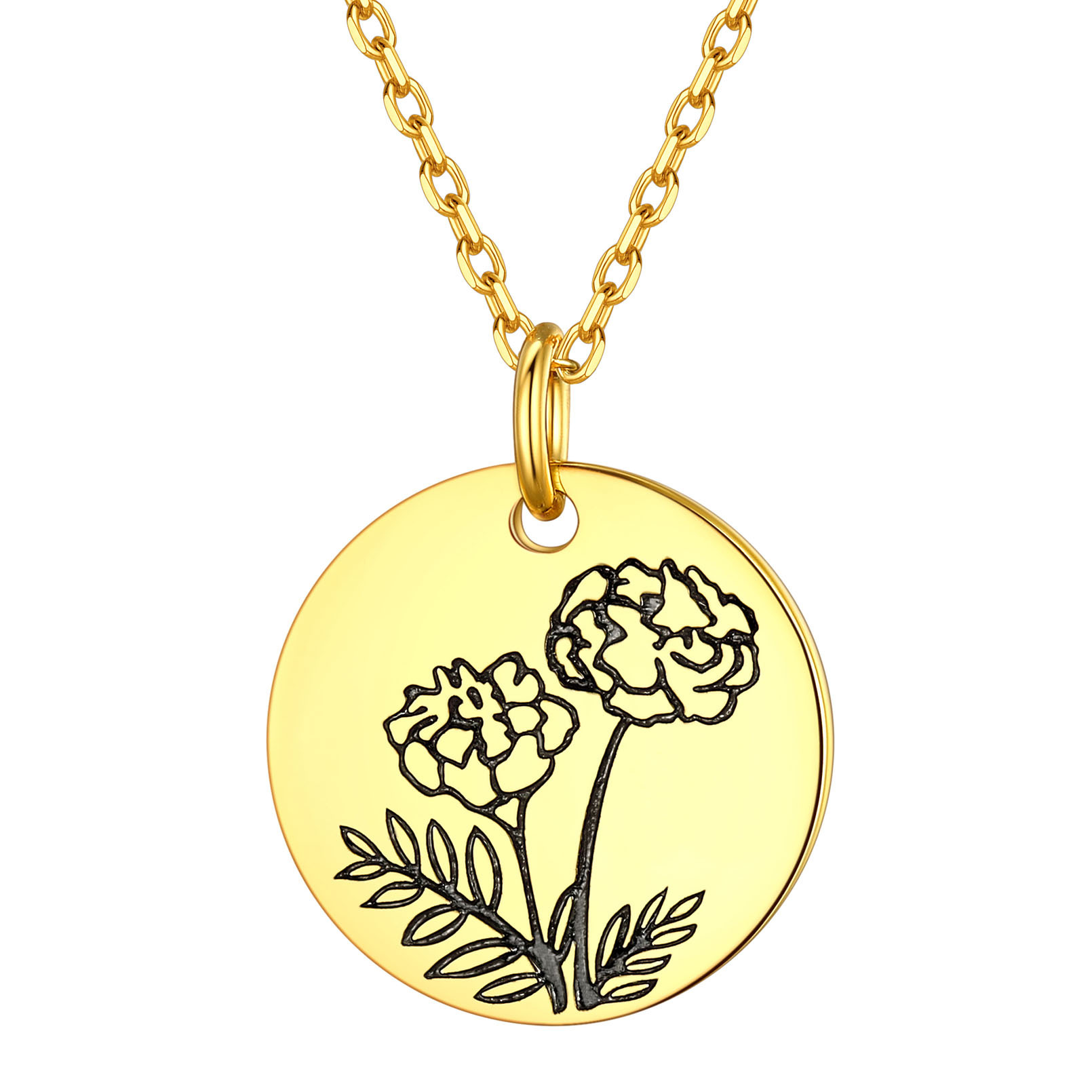 Collier Fleur de Naissance Personnalisé en Argent 925 pour Femme Or Oct