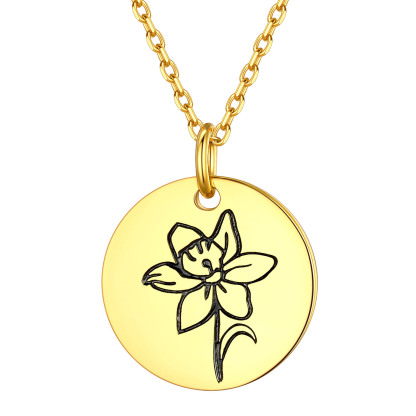 Collier Fleur de Naissance Personnalisé en Argent 925 pour Femme Or Dec