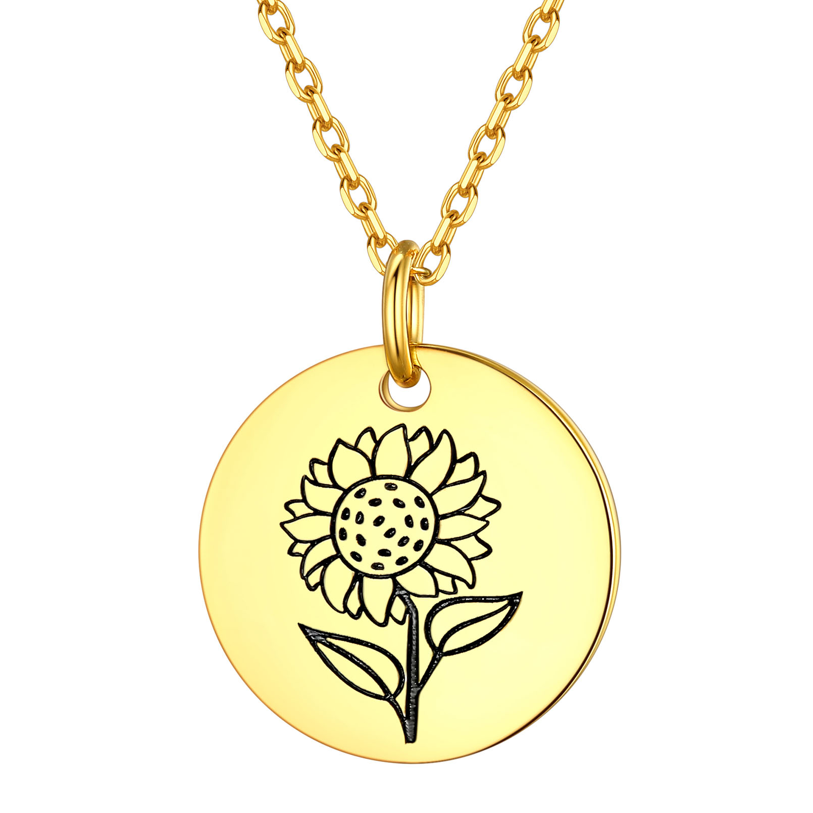 Collier Fleur de Naissance Personnalisé en Argent 925 pour Femme Tournesol