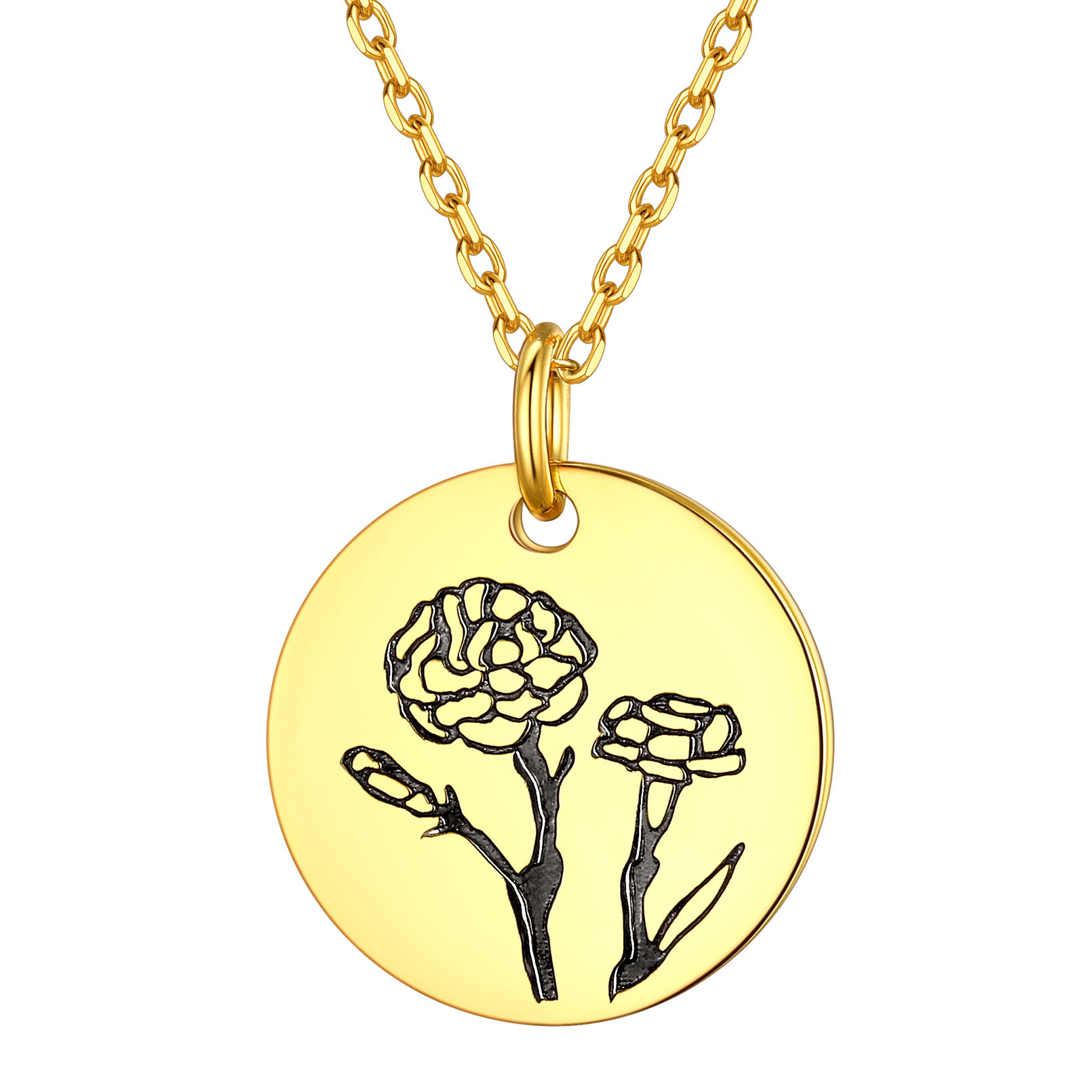 Collier Fleur de Naissance Personnalisé en Argent 925 pour Femme Or Jan