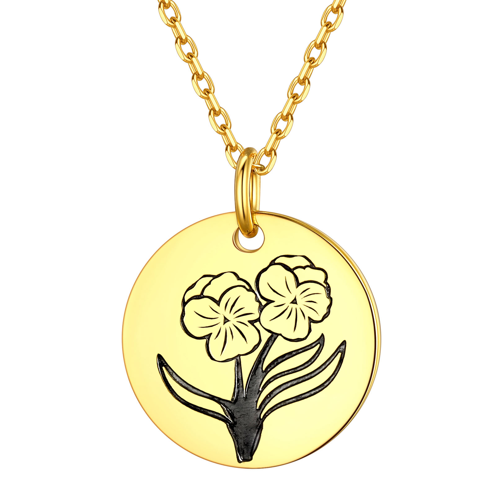 Collier Fleur de Naissance Personnalisé en Argent 925 pour Femme Or Fev
