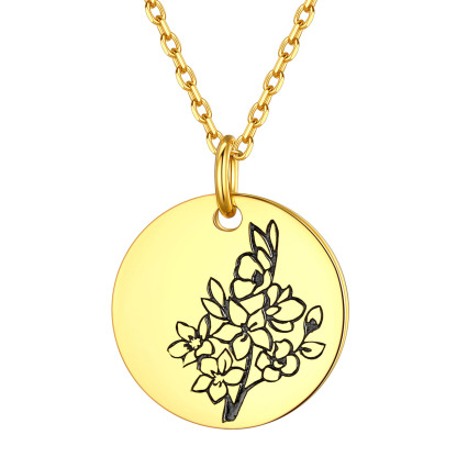 Collier Fleur de Naissance Personnalisé en Argent 925 pour Femme Or Mars