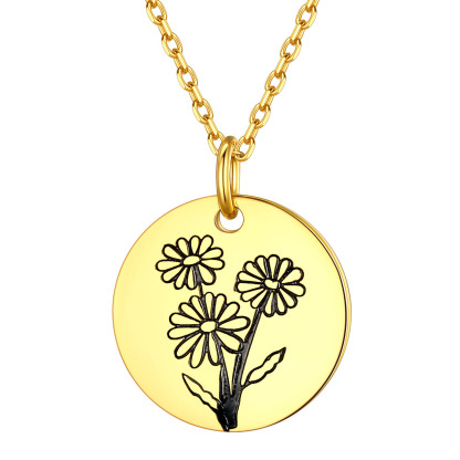 Collier Fleur de Naissance Personnalisé en Argent 925 pour Femme Or Avril