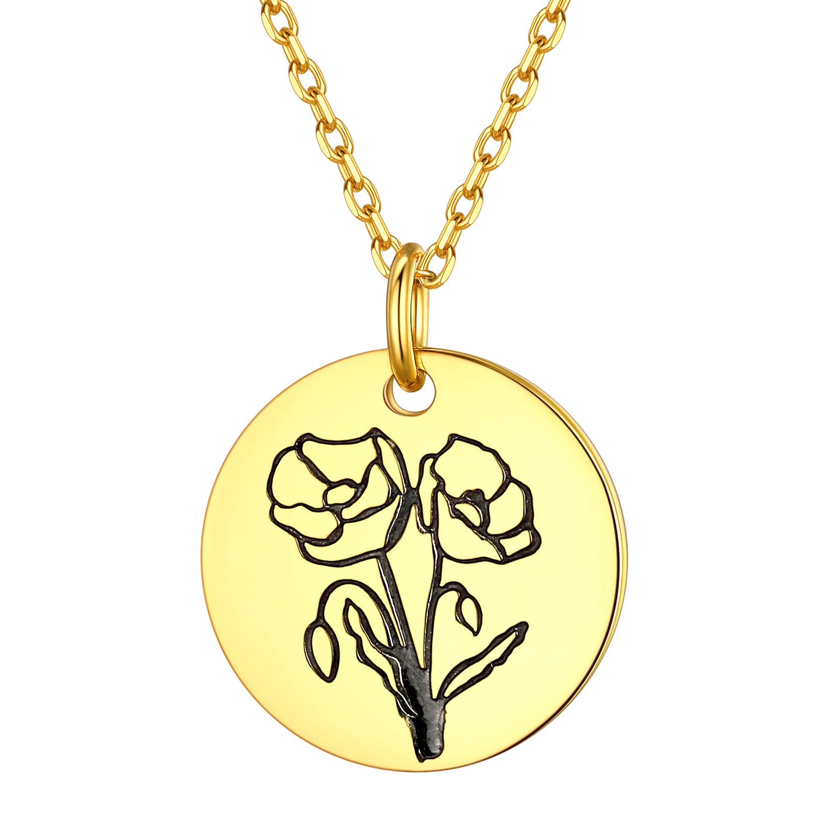 Collier Fleur de Naissance Personnalisé en Argent 925 pour Femme Or Aout
