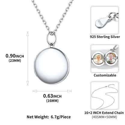 Collier Pendentif Médaillon Rond Personnalisé avec Photo pour Femme Taille