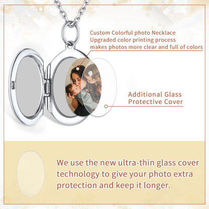 Collier avec Médaillon Ovale Personnalisé et Photos pour Femme Protection