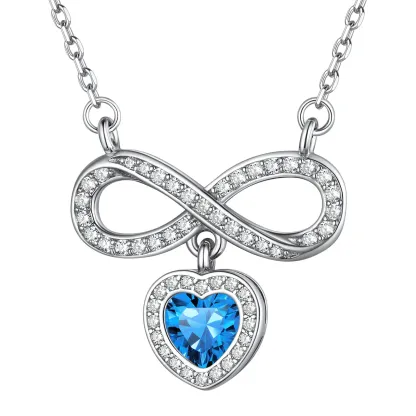 Collier Cœur Infini avec Pierre de Naissance en Argent Sterling 925 Décembre-Tanzanite