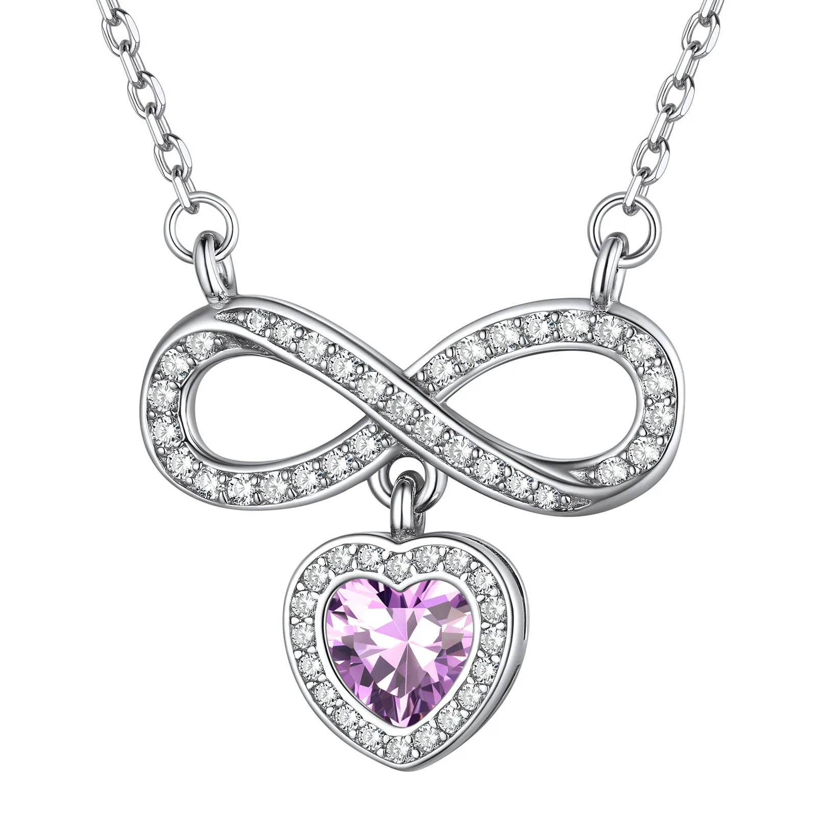 Collier Cœur Infini avec Pierre de Naissance en Argent Sterling 925 Juin-Alexandrite