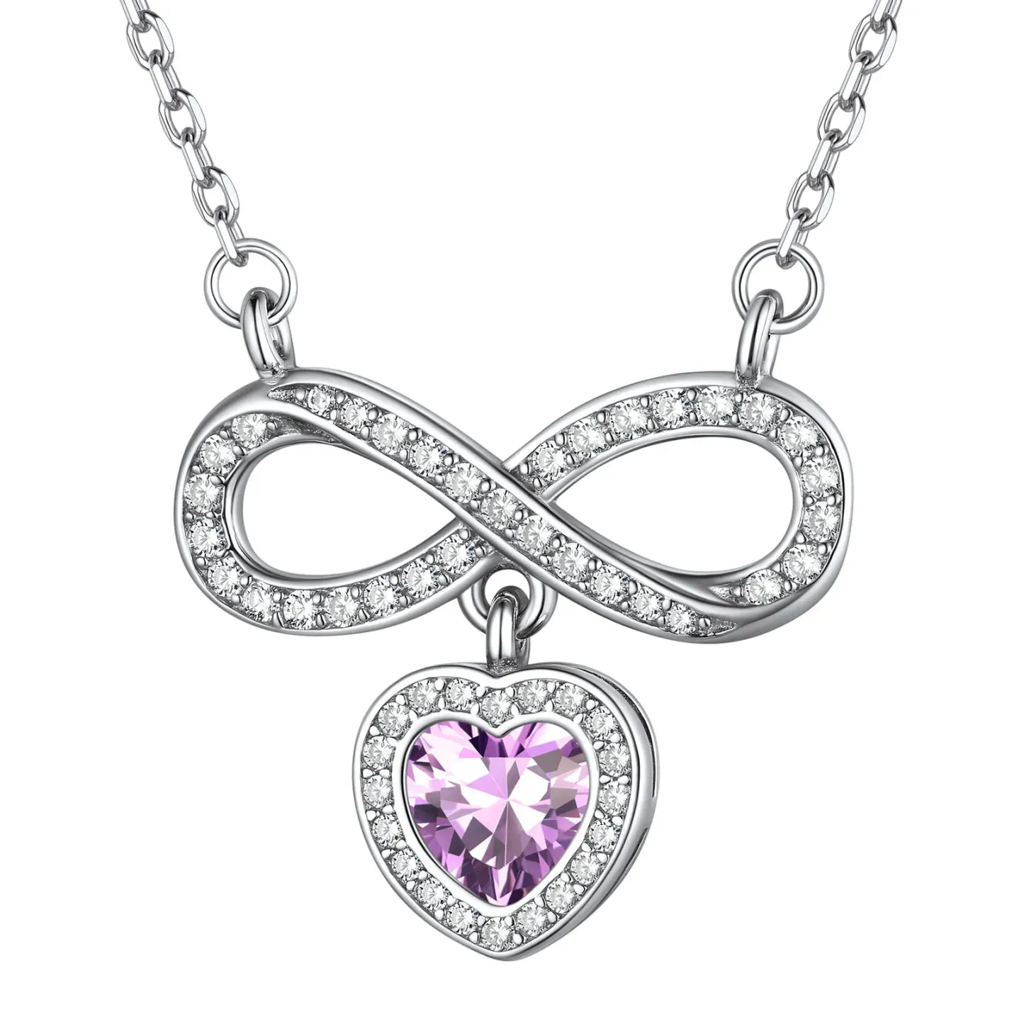 Collier Cœur Infini avec Pierre de Naissance en Argent Sterling 925 Juin-Alexandrite