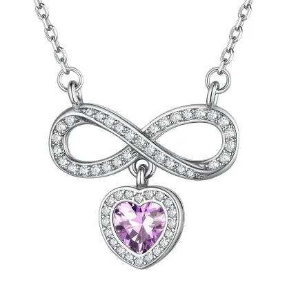 Collier Cœur Infini avec Pierre de Naissance en Argent Sterling 925 Juin-Alexandrite
