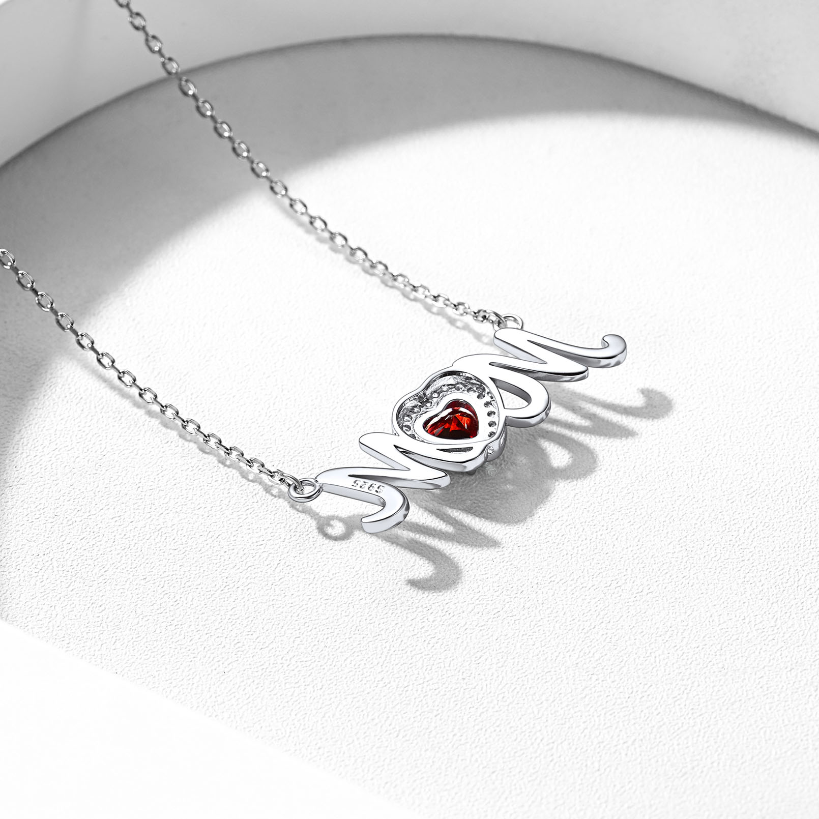  Collier Mom en Argent Sterling avec Pierre de Naissance
