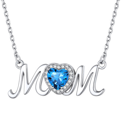  Collier Mom en Argent Sterling avec Pierre de Naissance Décembre-Tanzanite