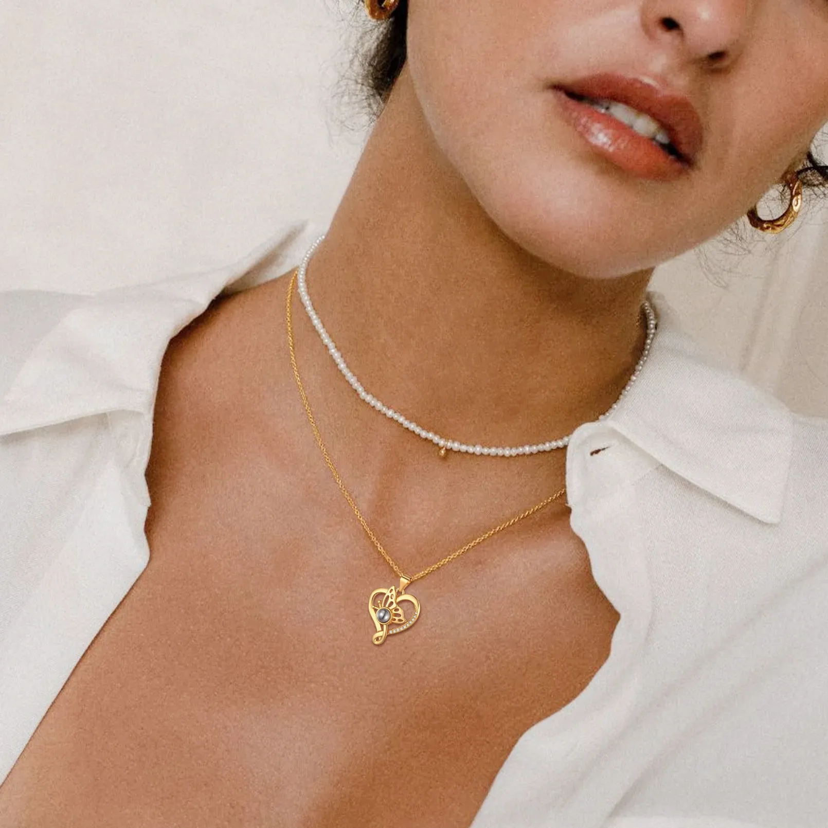 Collier Pendentif Papillon avec Projection Personnalisée