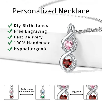 Collier Infini avec Prénom et Pierres de Naissance Detail