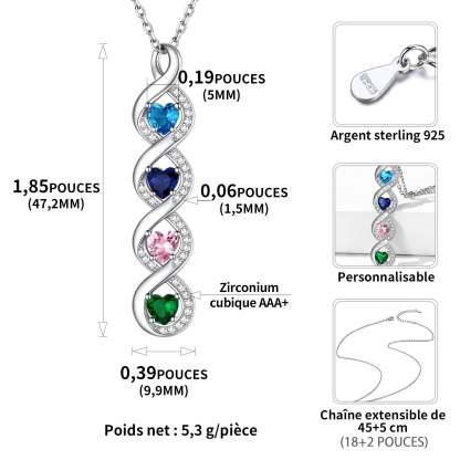 Collier Infini avec Prénom et Pierres de Naissance Taille