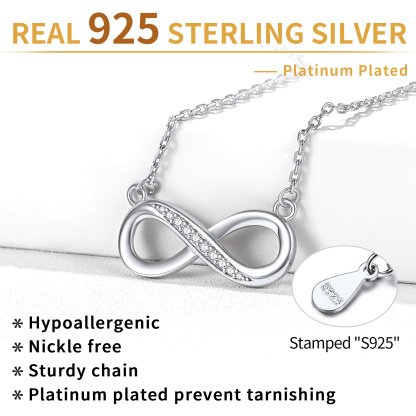 Collier Infini en Argent Sterling avec Zirconium pour Femme Détail