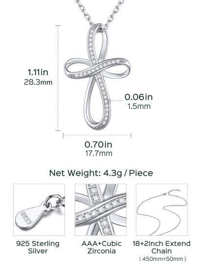 Collier Pendentif Infini en Argent Sterling 925 Pour Femme Taille