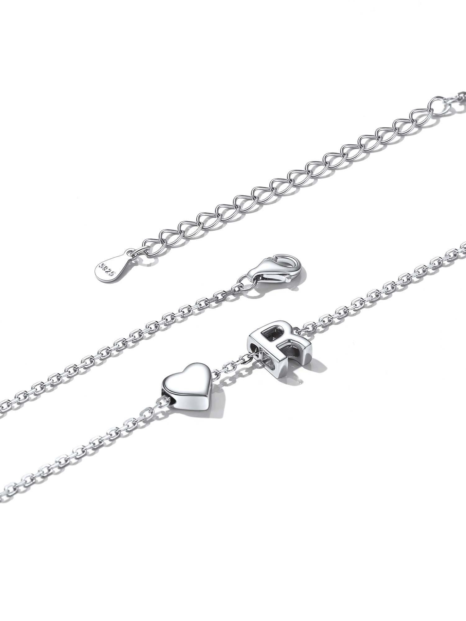 Collier Cœur avec Initiale en Argent 925 pour Femme Argenté