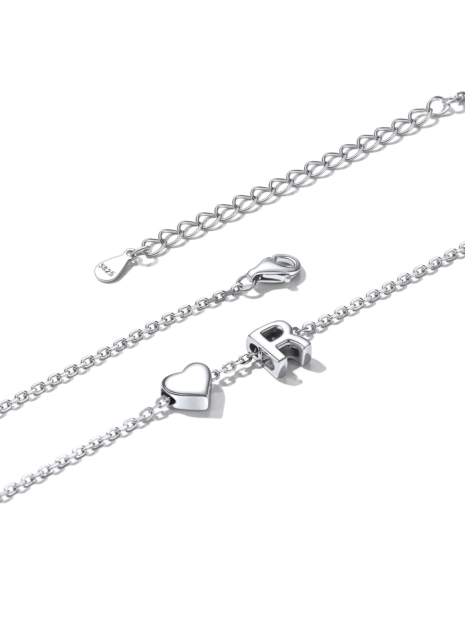 Collier Cœur avec Initiale en Argent 925 pour Femme Argenté