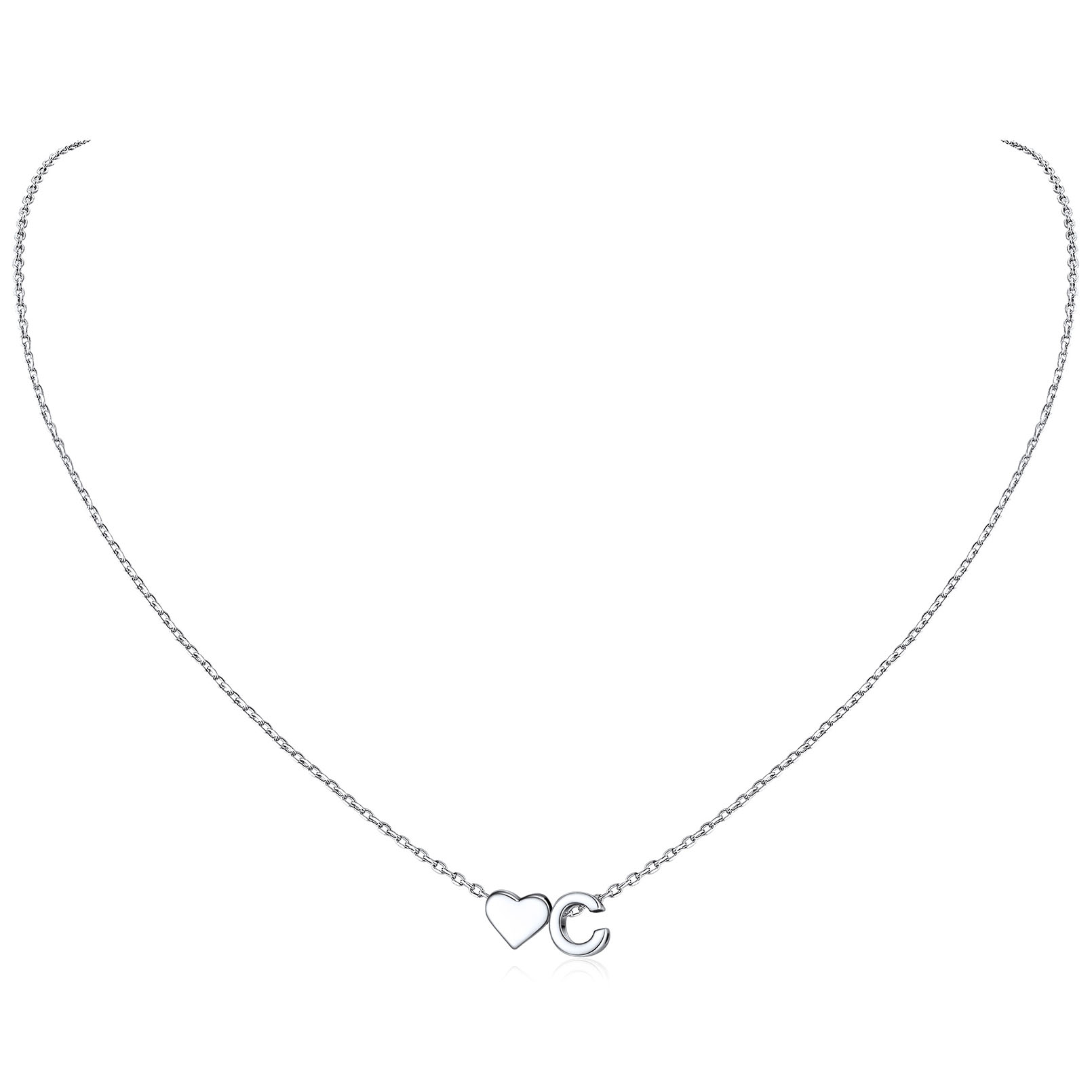 Collier Cœur avec Initiale en Argent 925 pour Femme C