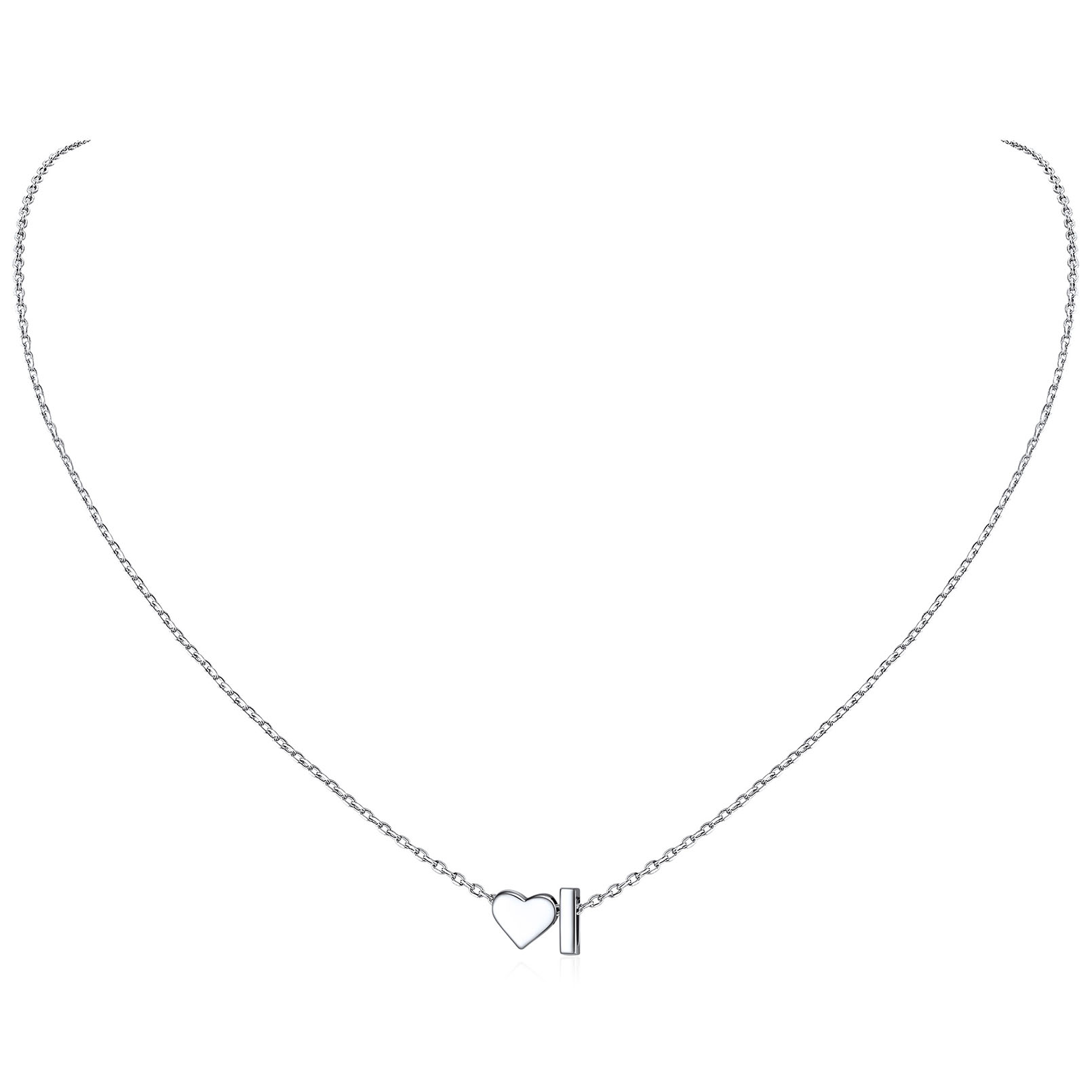 Collier Cœur avec Initiale en Argent 925 pour Femme I