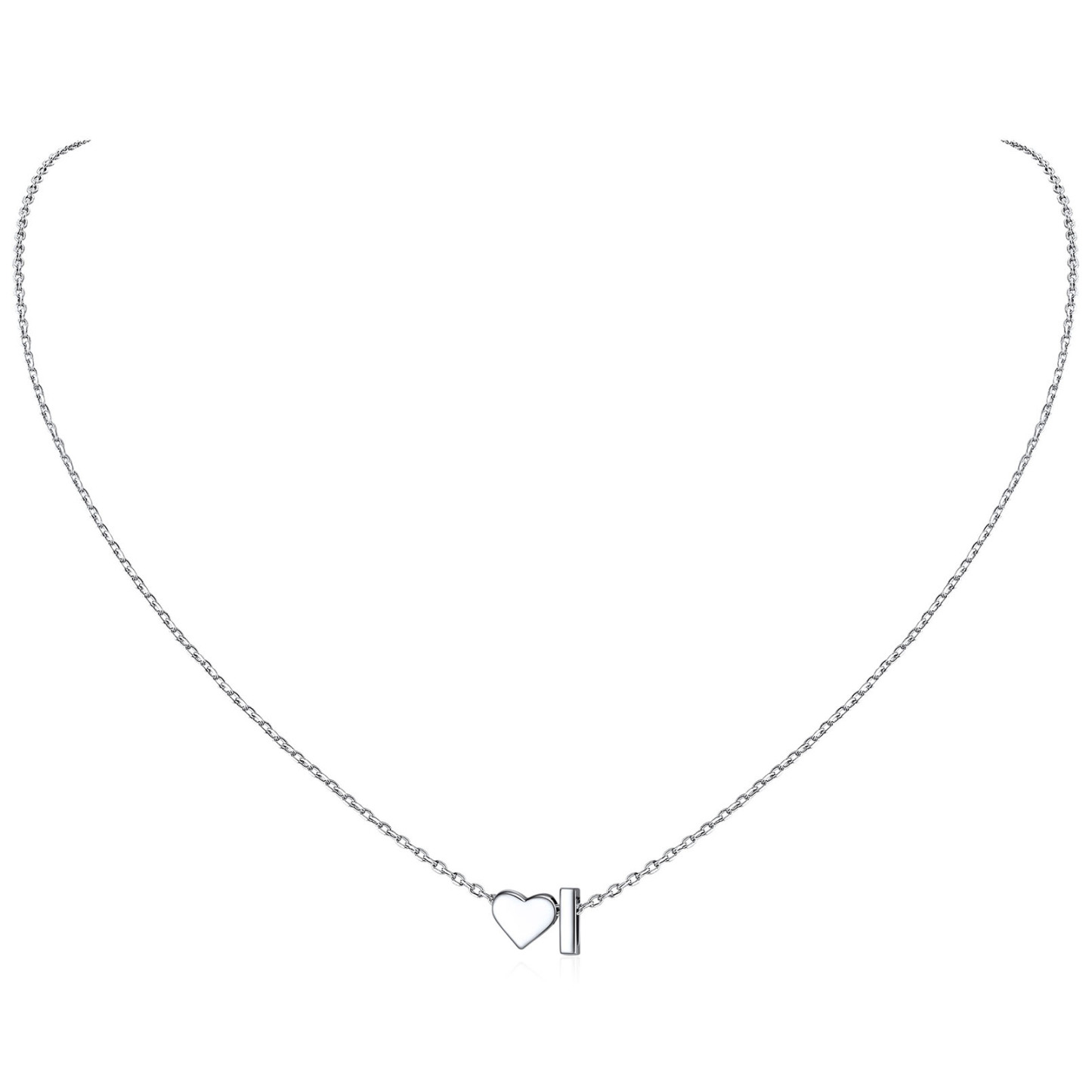 Collier Cœur avec Initiale en Argent 925 pour Femme I