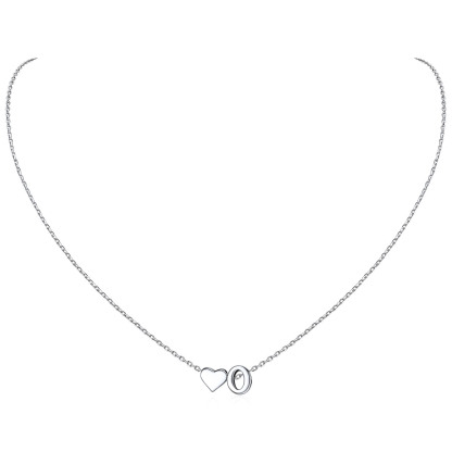 Collier Cœur avec Initiale en Argent 925 pour Femme O