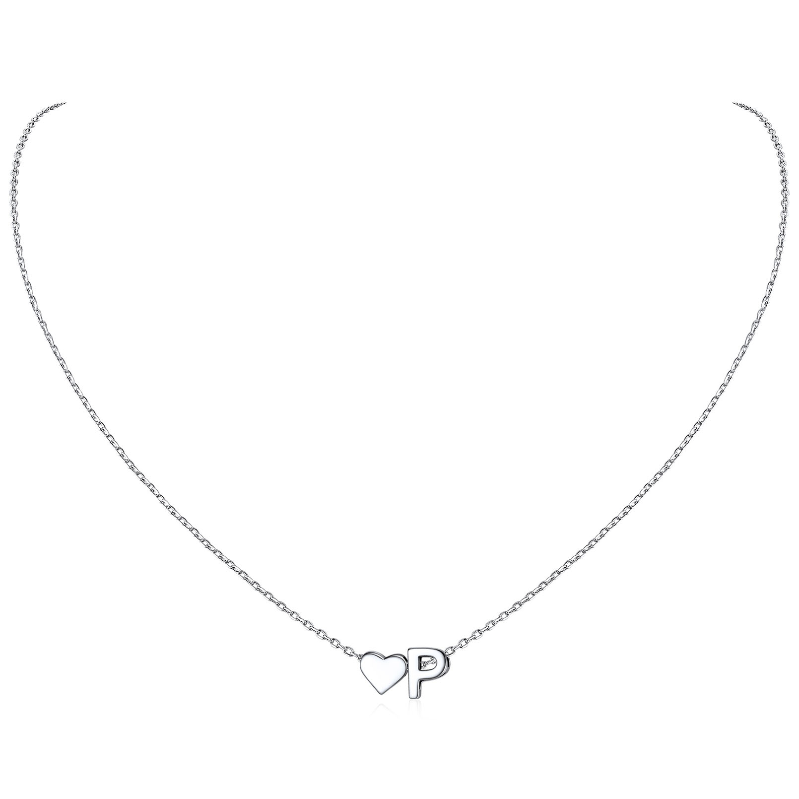 Collier Cœur avec Initiale en Argent 925 pour Femme P