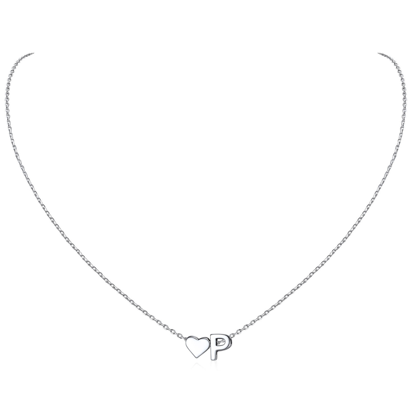 Collier Cœur avec Initiale en Argent 925 pour Femme P