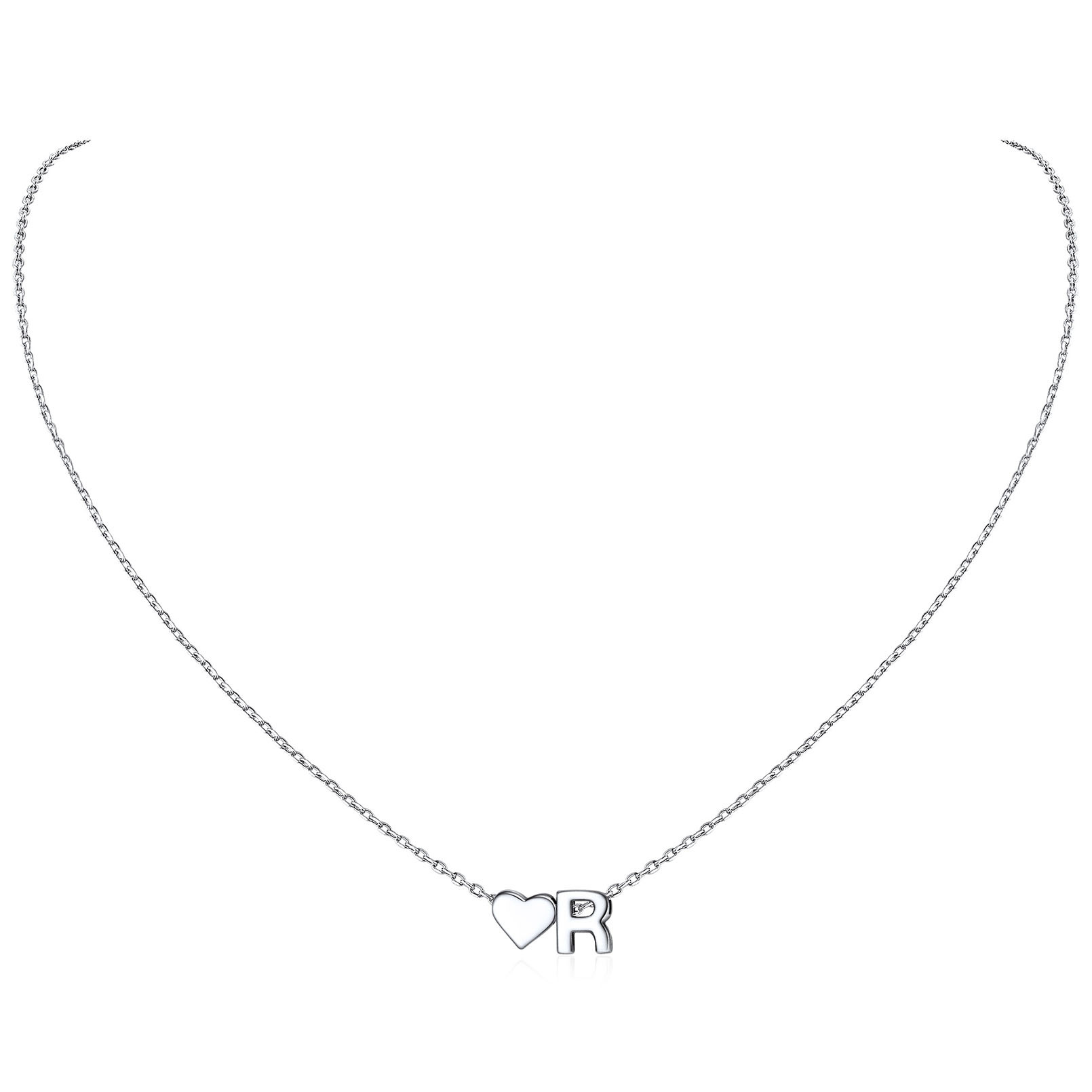 Collier Cœur avec Initiale en Argent 925 pour Femme R