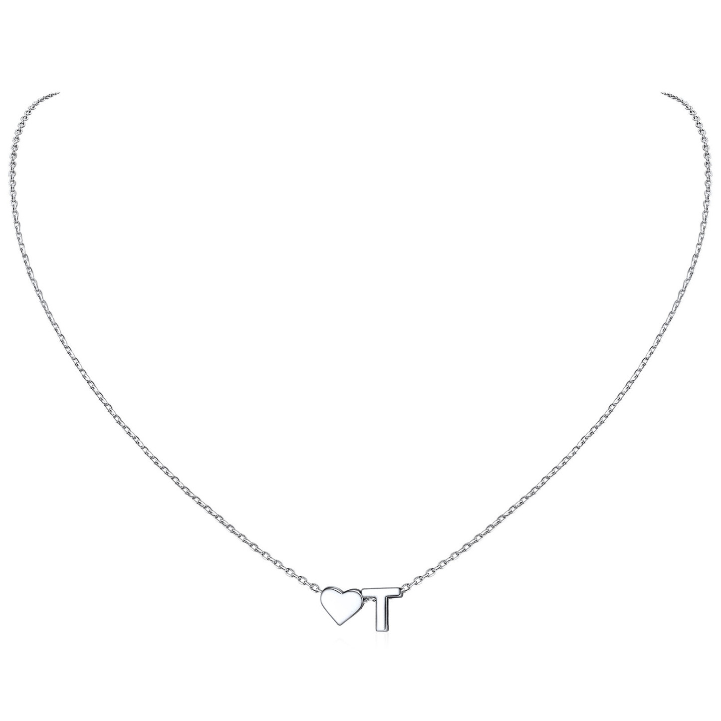 Collier Cœur avec Initiale en Argent 925 pour Femme T