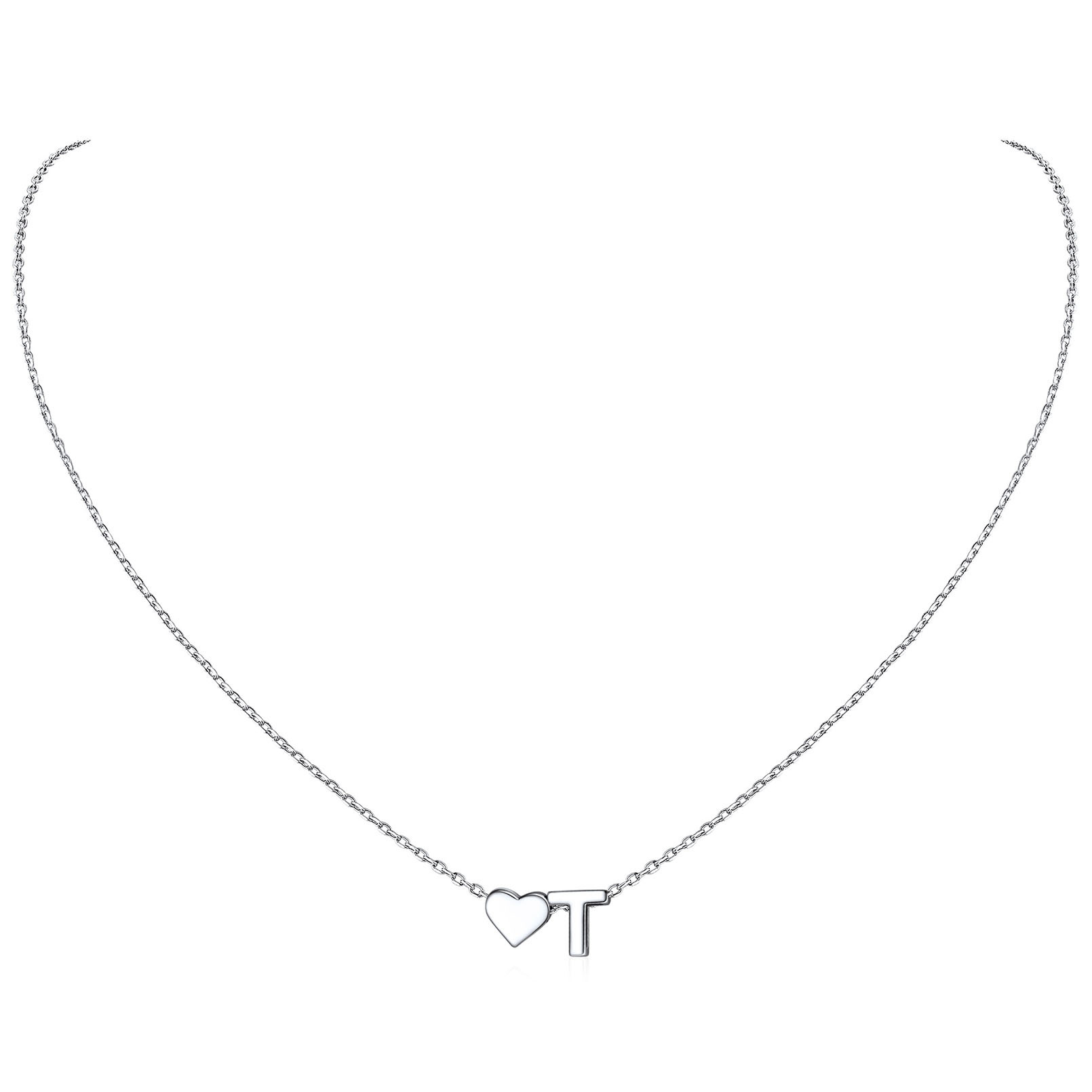 Collier Cœur avec Initiale en Argent 925 pour Femme T