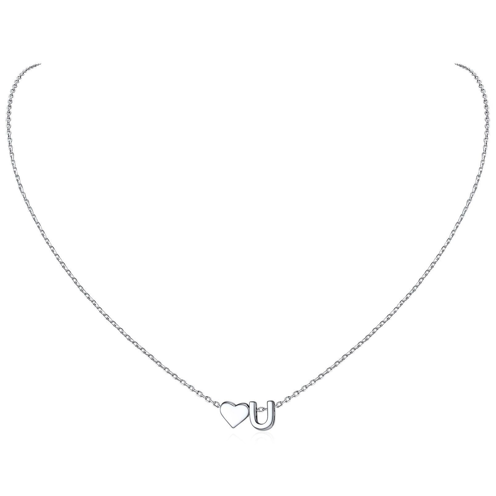 Collier Cœur avec Initiale en Argent 925 pour Femme U