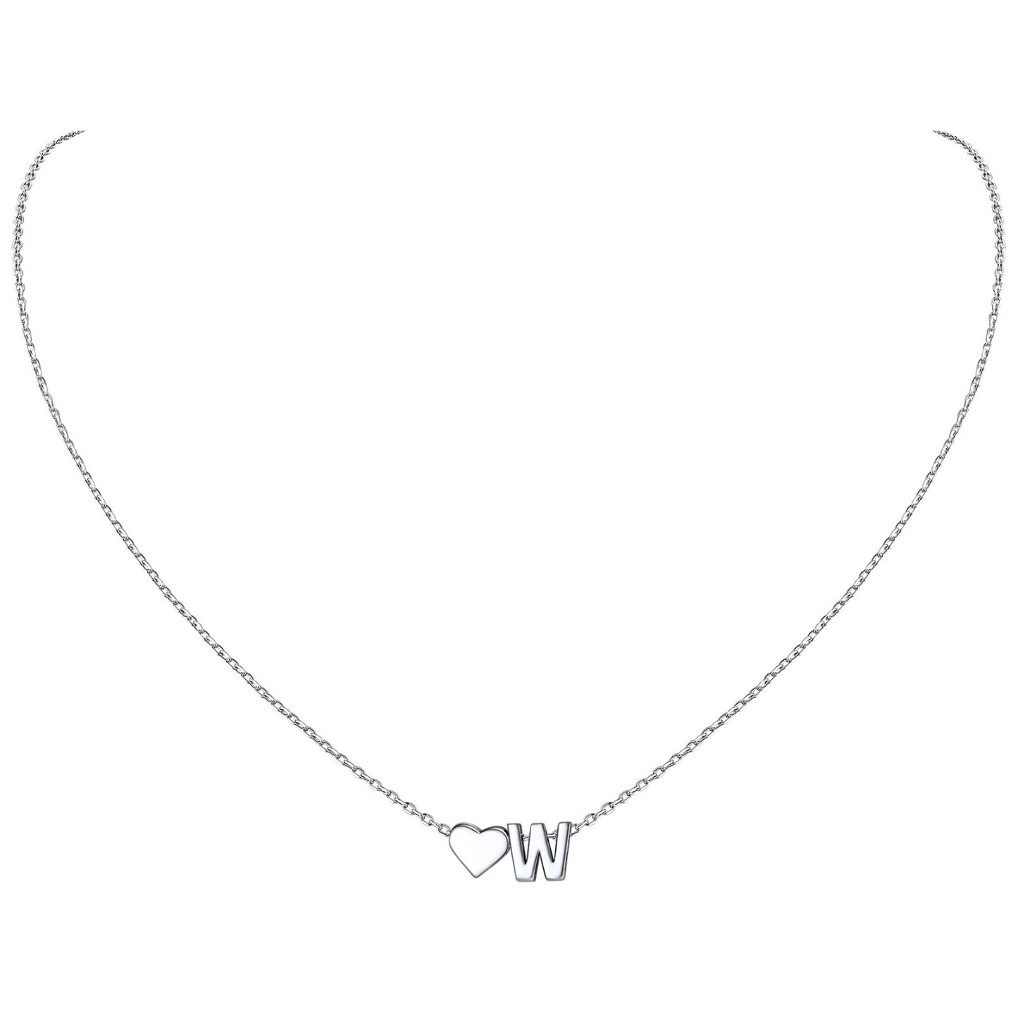 Collier Cœur avec Initiale en Argent 925 pour Femme W
