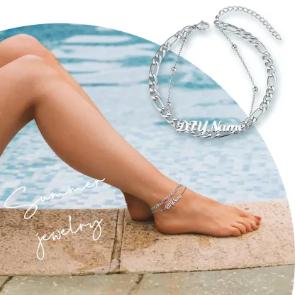 Chevillière Personnalisée Avec Chaîne Figaro Argenté