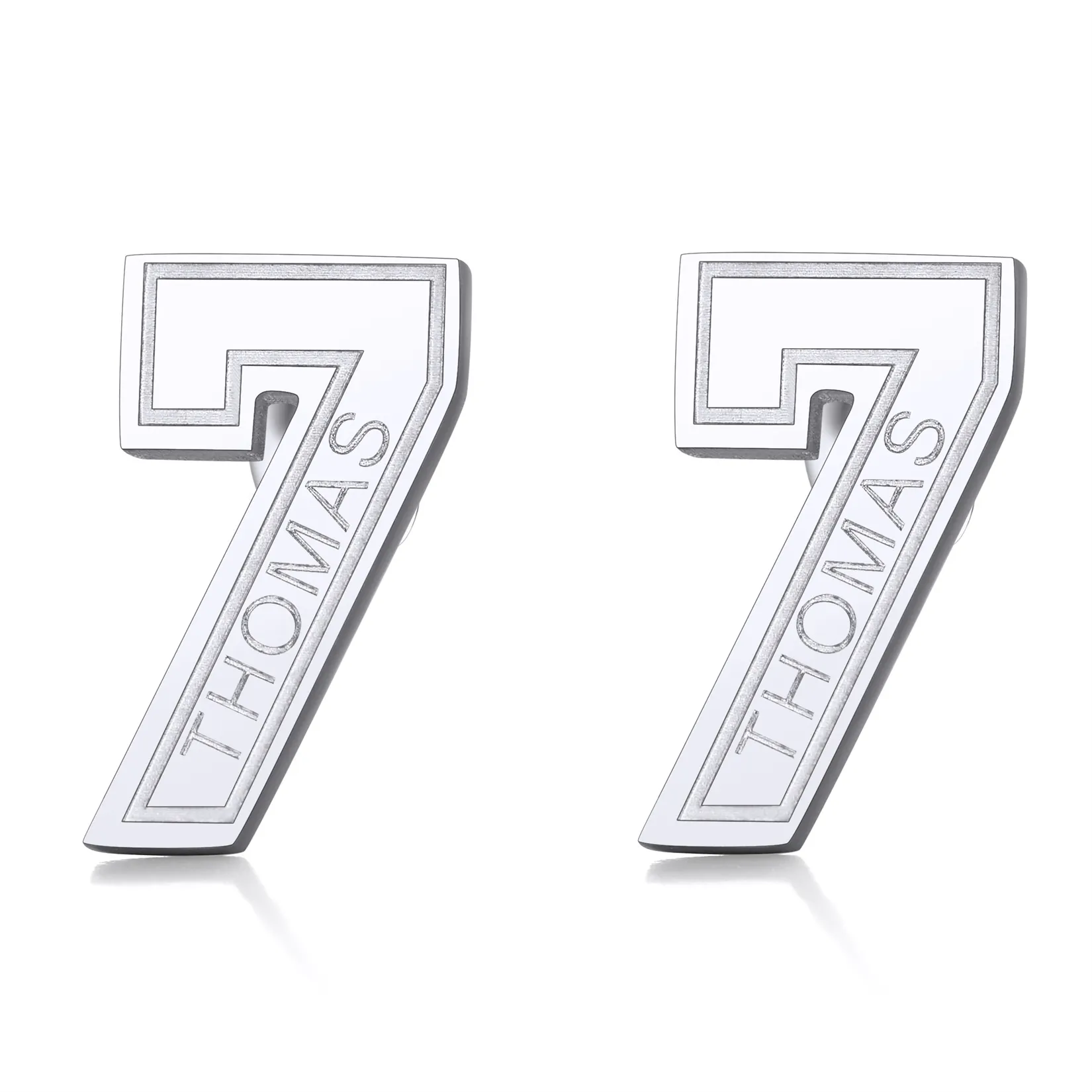 Boucles d’Oreilles Clous Personnalisées avec Nom et Numéro de Sport Argenté