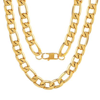 Chaîne Homme Maille Figaro Cubaine en Acier Inoxydable Or 13mm