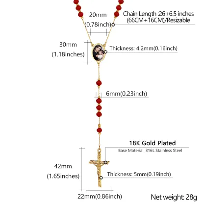 Collier Personnalisé avec Chapelet et Crucifix Catholique en forme de Y Taille