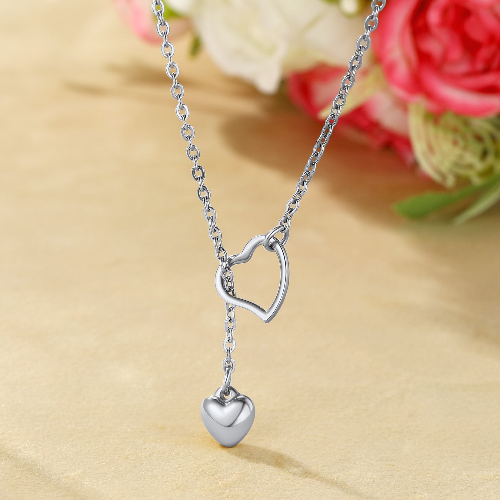 Collier Ras-du-Cou Y avec Cœur Gravable et Nom Scène Argenté