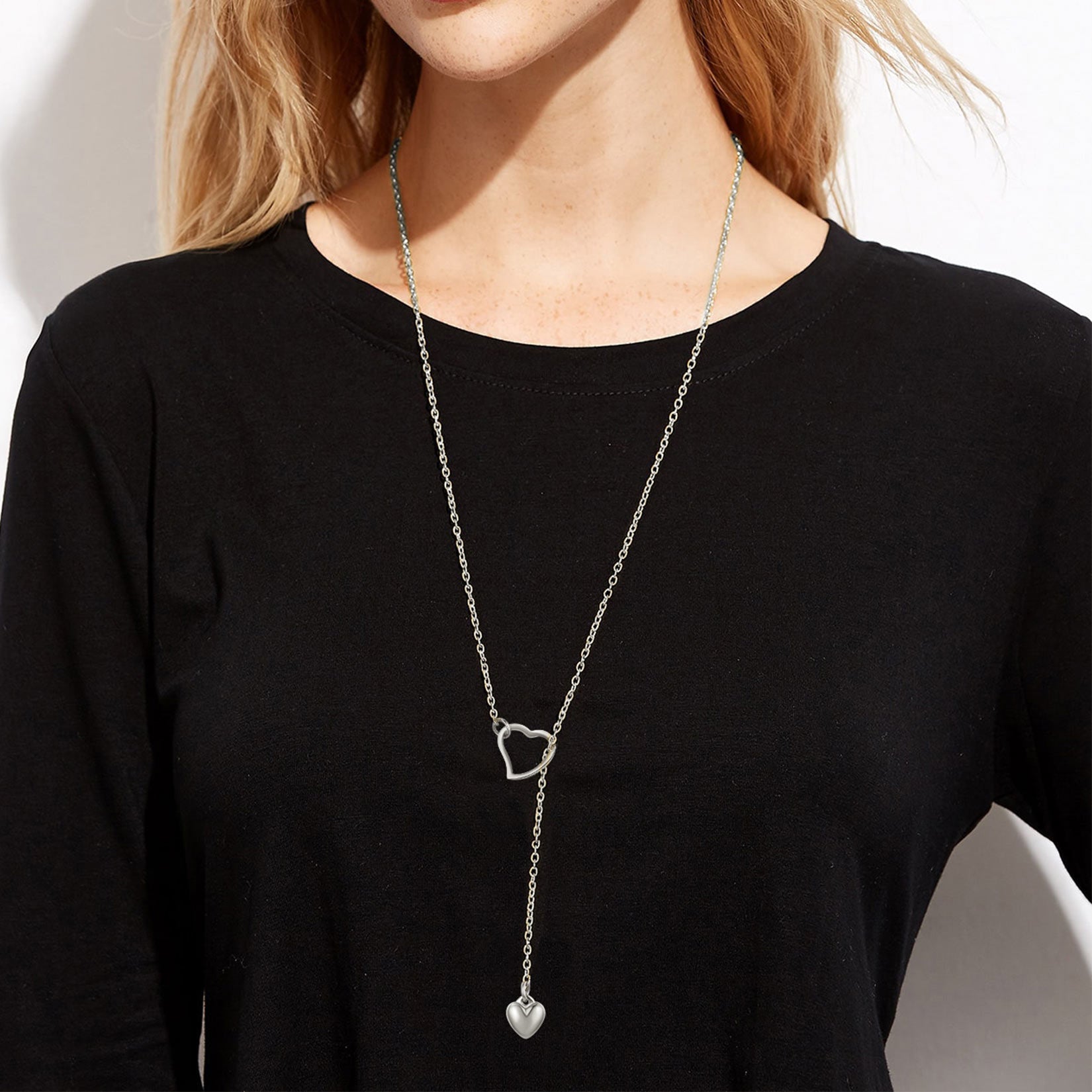 Collier Ras-du-Cou Y avec Cœur Gravable et Nom Modèle Argenté