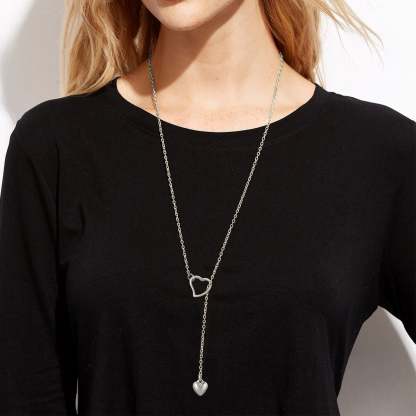 Collier Ras-du-Cou Y avec Cœur Gravable et Nom Modèle Argenté