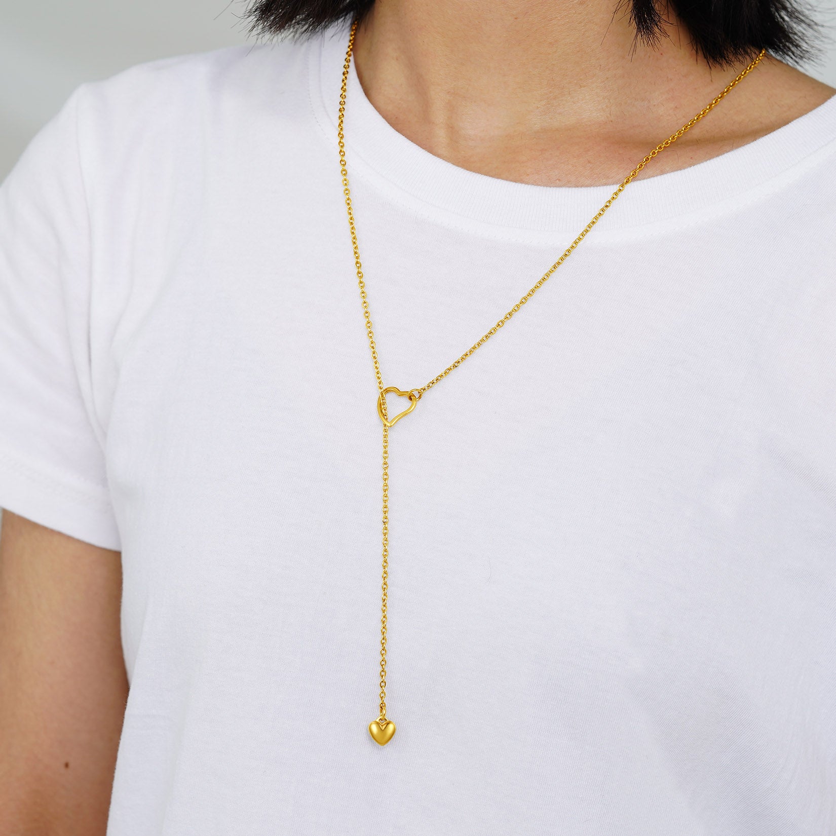 Collier Ras-du-Cou Y avec Cœur Gravable et Nom Modèle Noir