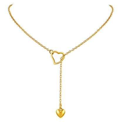 Collier Ras-du-Cou Y avec Cœur Gravable et Nom Or