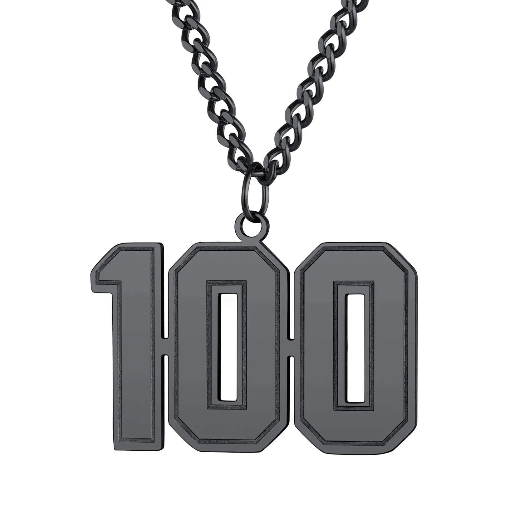 Collier Pendentif Personnalisé avec Numéro pour Homme Noir 100