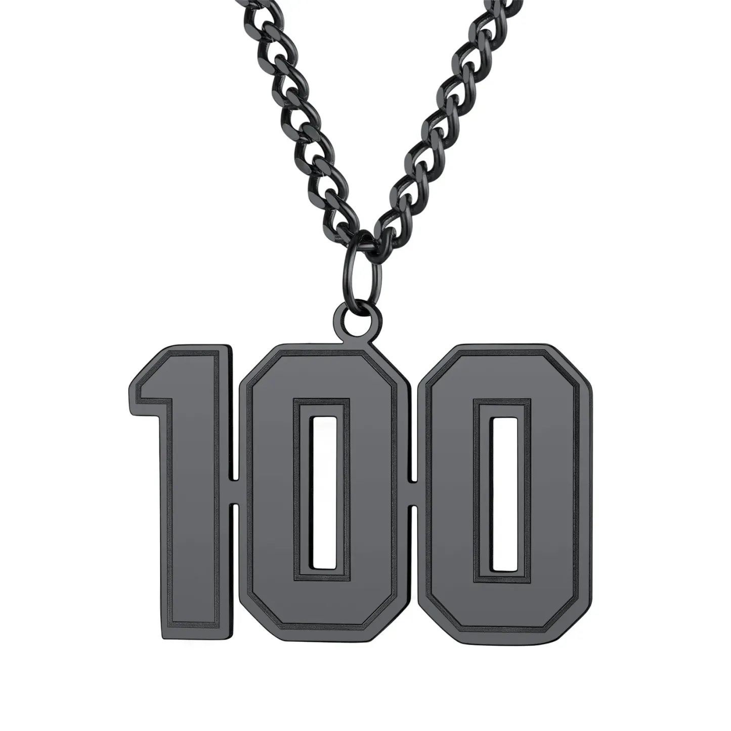 Collier Pendentif Personnalisé avec Numéro pour Homme Noir 100