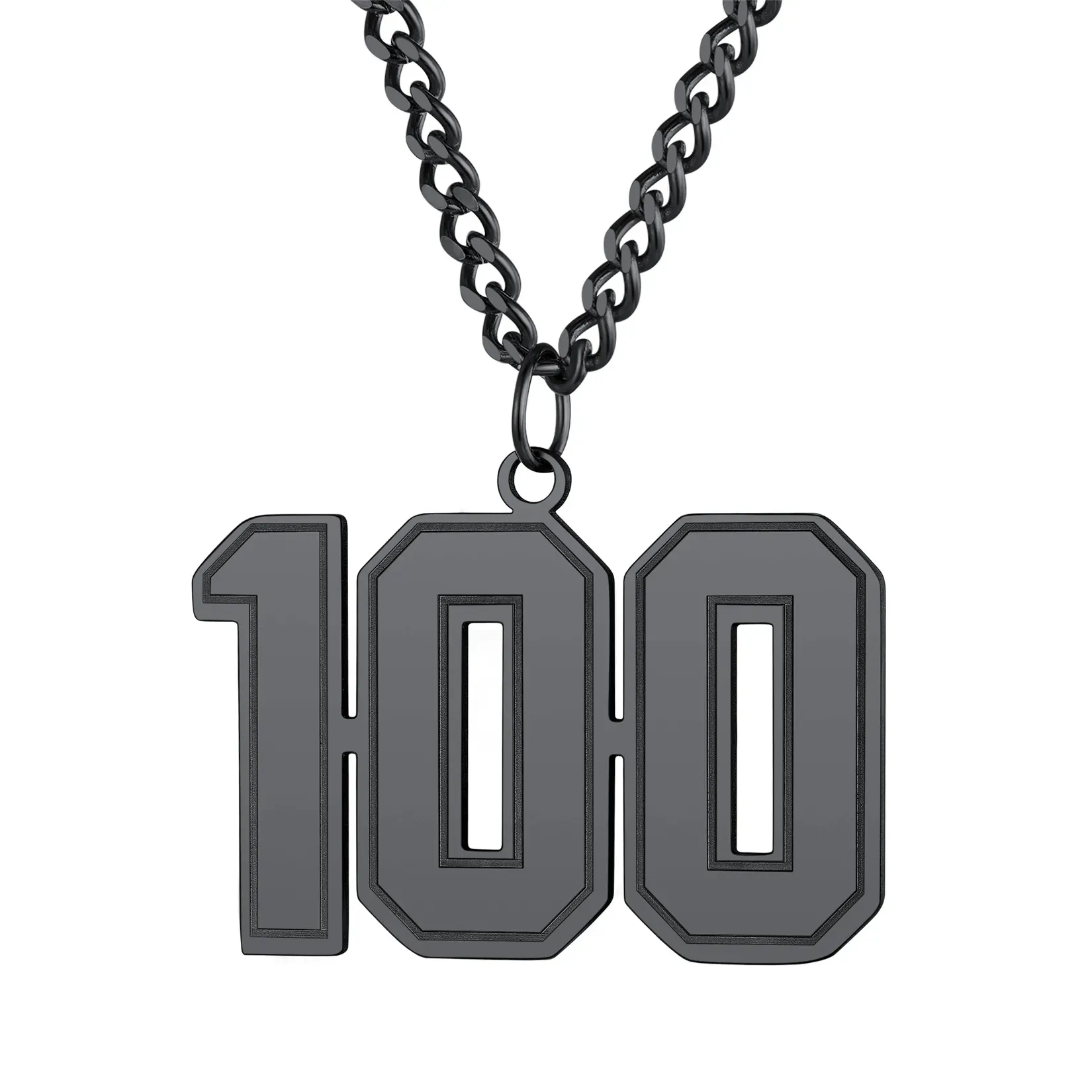 Collier Pendentif Personnalisé avec Numéro pour Homme Noir 100