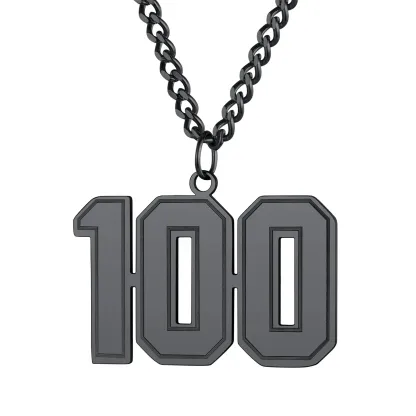 Collier Pendentif Personnalisé avec Numéro pour Homme Noir 100