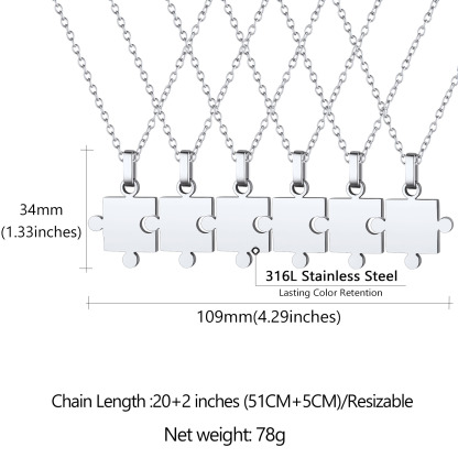 Collier Puzzle Personnalisé pour Amis ou Famille Taille