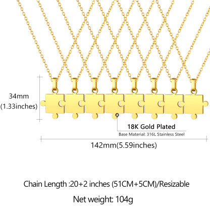 Colliers Puzzle Gravé 8 Pièces en Acier Inoxydable pour Amis Taille