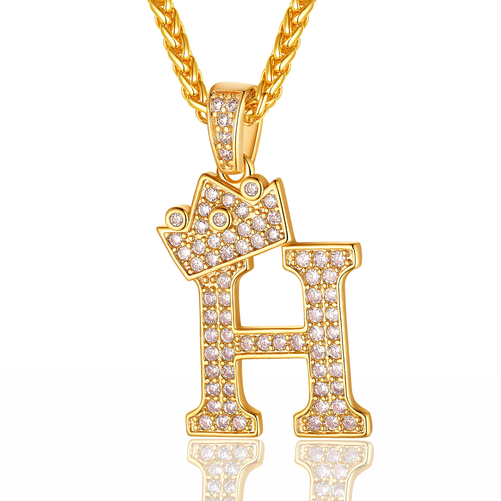 Collier Monogramme Initiale Plaqué Or 18K avec Couronne H